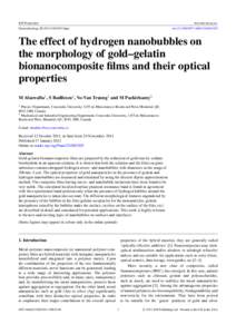 The effect of hydrogen nanobubbles on the morphology of gold--gelatin bionanocomposite films and their optical properties