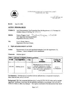 Inert Reassessments:  One Exemption from the Requirement of a Tolerance for Ethylene Glycol (CAS Reg. No[removed]), OPP, US EPA