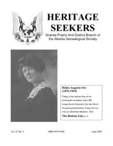 HERITAGE SEEKERS Grande Prairie And District Branch of the Alberta Genealogical Society  Helen Augusta Orr