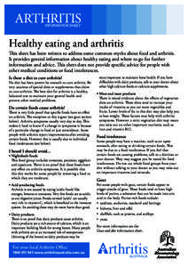 ARTHRITIS ARTHRITIS INFORMATION INFORMATIONSHEET SHEET
