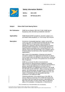 EASA SIB No: 2013-14R1  Safety Information Bulletin Subject: