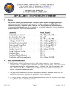 STATIONARY SOURCE SUMMARY (Form 201