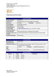 JISC Project Plan Template