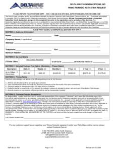 Iridium Service Activation Request Form
