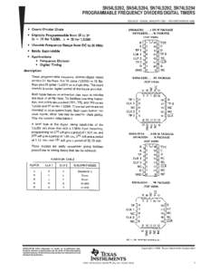 SN54LS292, SN54LS294, SN74LS292, SN74LS294 PROGRAMMABLE FREQUENCY DIVIDERS/DIGITAL TIMERS SDLS153 – D2628, JANUARY 1981 – REVISED MARCH 1988 Copyright  1988, Texas Instruments Incorporated