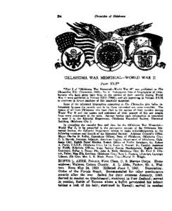 OKLAHOMA WAR MEMORIAG-WORLD WAR I1 PARTVIII* Part I of 