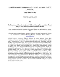 PATHOGENIC AND GENETIC ANALYSES OF Colletotrichum gloeosporioides (Penz