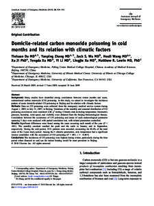 Domicile-related carbon monoxide poisoning in cold months and its relation with climatic factors