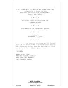 1  U.S. DEPARTMENT OF HEALTH AND HUMAN SERVICES CENTERS FOR DISEASE CONTROL NATIONAL INSTITUTE FOR OCCUPATIONAL SAFETY AND HEALTH