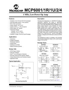 MCP6001/1R/1UMHz, Low-Power Op Amp Features Description