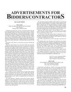 ADVERTISEMENTS FOR  BIDDERS/CONTRACTORS SEALED BIDS PROVIDE FIRE ALARM AND DETECTION SYSTEM