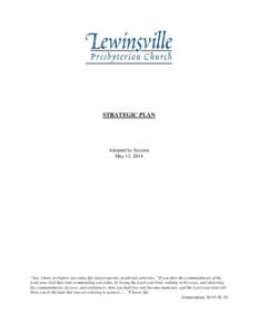 STRATEGIC PLAN  Adopted by Session May 13, [removed]