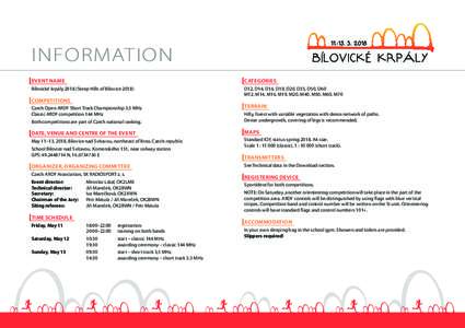 INFORMATION EVENT NAME CATEGORIES  Bílovické krpálySteep Hills of Bílovice 2018)