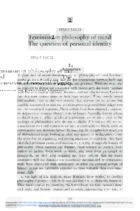 SUSAN JAMES  Feminism in philosophy of mind The question of personal identity  i Introduction