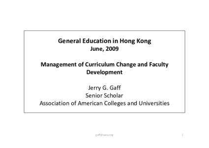 Management of Curriculum Change & Faculty Development