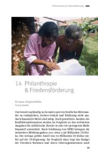   Philanthropie & Friedensförderung  14	 Philanthropie & Friedens­förderung