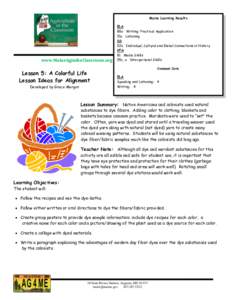 Maine Learning Results  www.MaineAgintheClassroom.org Lesson 5: A Colorful Life Lesson Ideas for Alignment