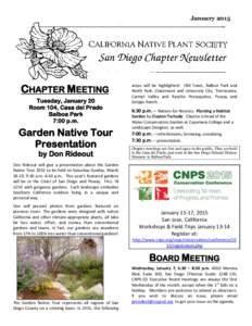 January[removed]CHAPTER MEETING Tuesday, January 20 Room 104, Casa del Prado Balboa Park