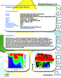 Dewhurst Group, L.L.C.  Key Project Information Purpose:	 Method: