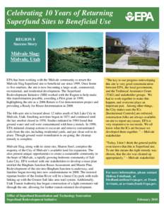 Celebrating 10 Years of Returning Superfund Sites to Beneficial Use: Region 8 Success Story, Midvale Slag