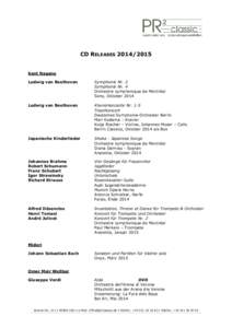 CD RELEASES[removed]Kent Nagano Ludwig van Beethoven  Symphonie Nr. 2