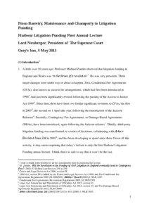 Legal ethics / Abuse of the legal system / Champerty and maintenance / Tort law / Contingent fee / Magna Carta / Legal financing / Barratry / Due process / Law / Legal terms / Legal costs