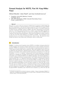 Forward Analysis for WSTS, Part III: Karp-Miller Trees∗ Michael Blondin1 , Alain Finkel2 , and Jean Goubault-Larrecq2 1  Technische Universität München, Germany
