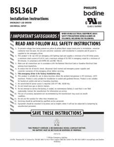 BSL36LP Installation Instructions EMERGENCY LED DRIVER UNIVERSAL INPUT  CLASS 2 OUTPUT