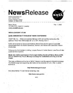 NewsRelease National Aeronautics and Space Administration Langley Research Center Hampton, Va[removed]