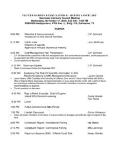 Sanctuary Advisory Council Meeting Agenda for November 2010