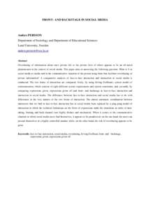 Behavioural sciences / Communication / Nonverbal communication / Erving Goffman / Face / Models of communication / Framing / Body language / F2F / Behavior / Social psychology / Human communication