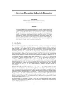 Structured Learning via Logistic Regression  Justin Domke NICTA and The Australian National University [removed]