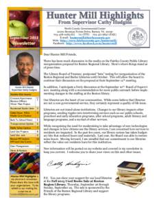 Hunter Mill Highlights From Supervisor Cathy Hudgins September[removed]Newsletter