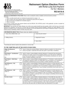 Retirement Option Election Form with Partial Lump Sum Payment For Tier 1 Members — RS 6419-A (Rev. 8/14)