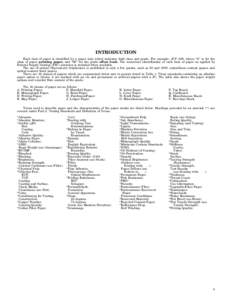 INTRODUCTION Each item of paper is identified by a paper code which indicates both class and grade. For example, JCP A60, where ‘‘A’’ is for the class of paper printing paper, and ‘‘60’’ for the grade off