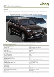 JEEP automobilio pasiūlymas Gerbiamieji, Džiaugiamės galėdami Jums pasiūlyti naują Jeep Grand Cherokee automobilį, kurio duomenis pateikiame žemiau. Grand Cherokee 3.0 V6 CRD E6 8AT Summit (604.16H.9)