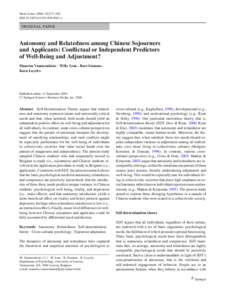Motiv Emot:273–282 DOIs11031x ORIGINAL PAPER  Autonomy and Relatedness among Chinese Sojourners