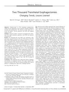 ORIGINAL ARTICLES  Two Thousand Transhiatal Esophagectomies