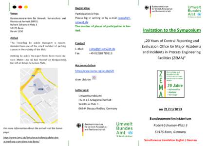 Registration Venue Bundesministerium für Umwelt, Naturschutz und Reaktorsicherheit (BMU) Robert-Schuman-Platz[removed]Bonn