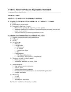 Securities / Financial markets / Financial risk / Financial regulation / Systemically Important Payment Systems / Clearing / Settlement / Systemic risk / Bank regulation / Financial economics / Finance / Economics