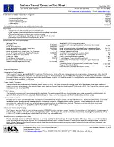 Indiana Forest Resource Fact Sheet Jack Seifert, State Forester Fiscal Year 2013 Phone: [removed]Web: www.state.in.us/dnr/forestry/