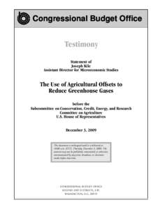 The Use of Agricultural Offsets to Reduce Greenhouse Gases