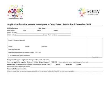 Microsoft Word - ABBOX Application form for parents to complete 2013