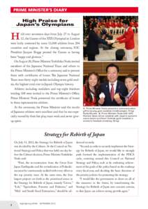 PRIME MINISTER’S DIARY High Praise for Japan’s Olympians H