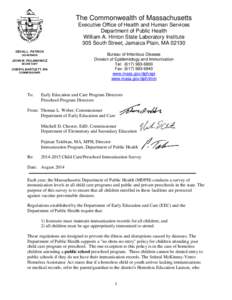 The Commonwealth of Massachusetts Executive Office of Health and Human Services Department of Public Health William A. Hinton State Laboratory Institute 305 South Street, Jamaica Plain, MA[removed]DEVAL L. PATRICK