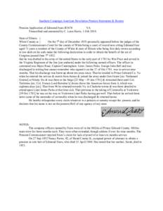 Southern Campaign American Revolution Pension Statements & Rosters Pension Application of Edmond Fears R3474 VA Transcribed and annotated by C. Leon Harris. 1 Feb[removed]State of Illinois } White County ss }