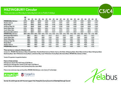 HILTINGBURY Circular  C3/C4 These services run Monday to Saturday but not on Public Holidays