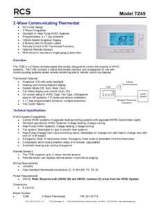 Model TZ45 Z-Wave Communicating Thermostat · · · ·