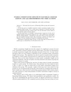 STABLE COMMUTATOR LENGTH IN BAUMSLAG–SOLITAR GROUPS AND QUASIMORPHISMS FOR TREE ACTIONS MATT CLAY, MAX FORESTER, AND JOEL LOUWSMA Abstract. This paper has two parts, on Baumslag–Solitar groups and on general G–tree