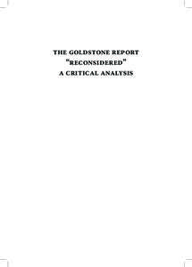 the goldstone report “reconsidered” a critical analysis previous publications ngo monitor